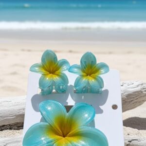 Tropical Flower Design Plastic Hair Claw Clip for Girls & Women