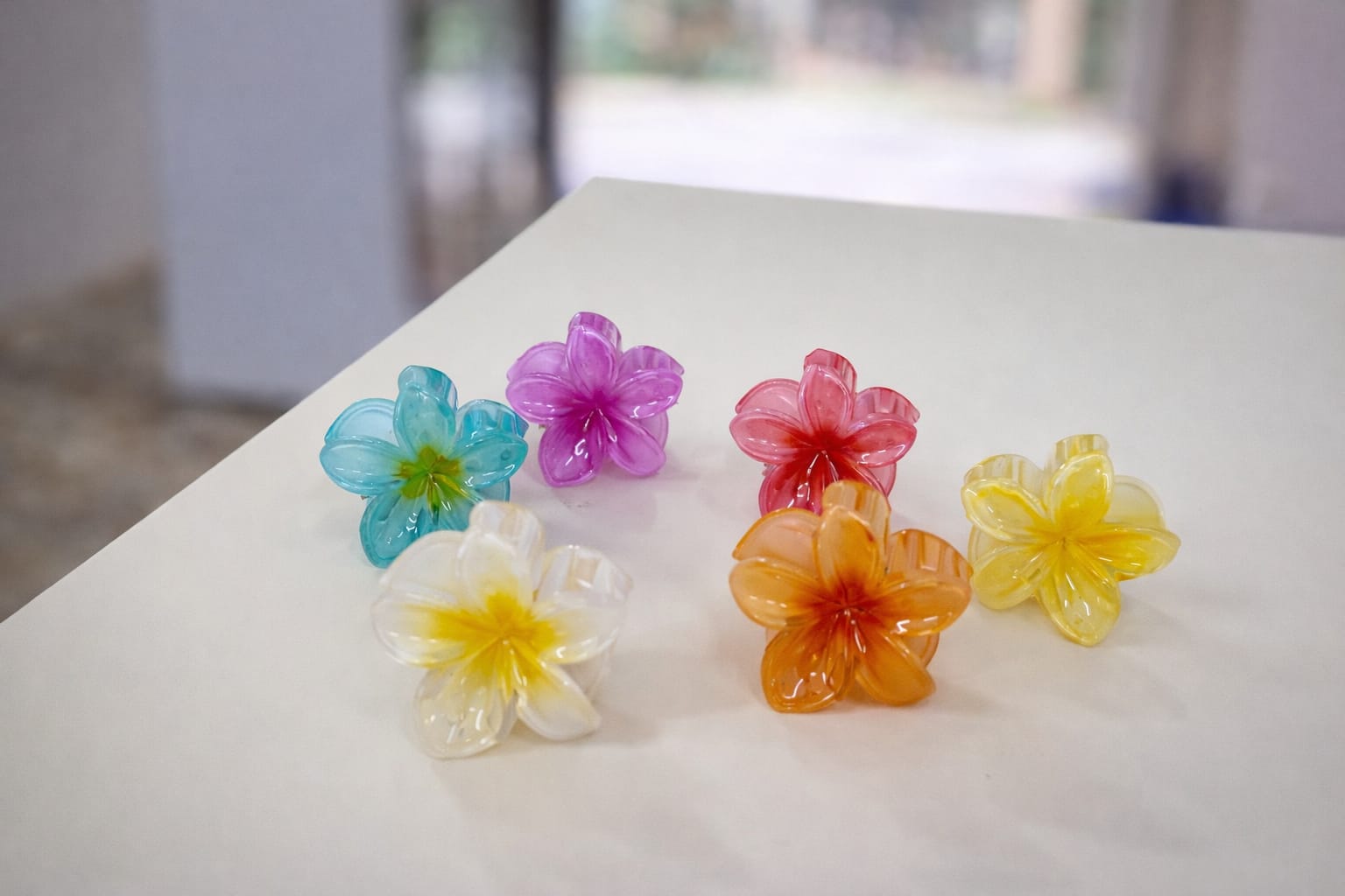 Colorful Flower Design Plastic Hair Claw Clips for Girls & Women combo 6 - Image 3