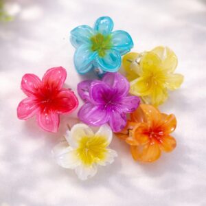 Colorful Flower Design Plastic Hair Claw Clips for Girls & Women combo 6