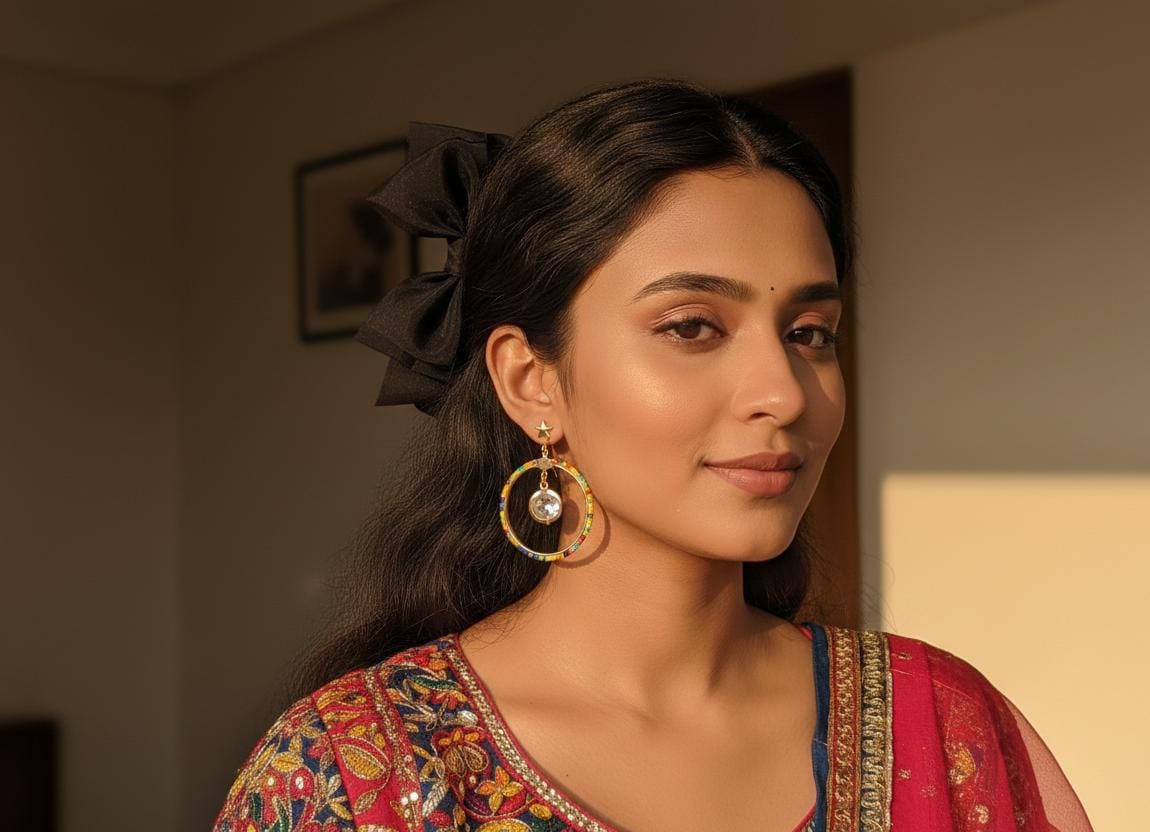 Stylish Multicolor Beads Hoop Earring - Image 3