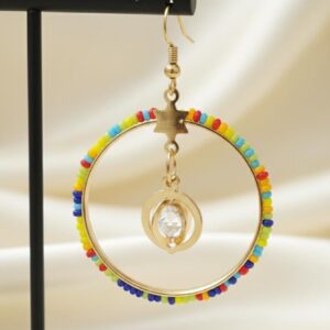 Stylish Multicolor Beads Hoop Earring