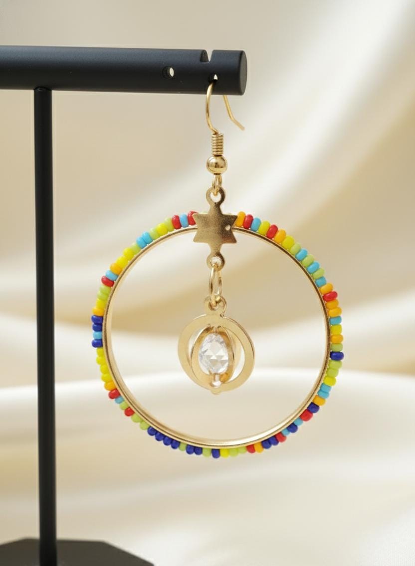 Stylish Multicolor Beads Hoop Earring