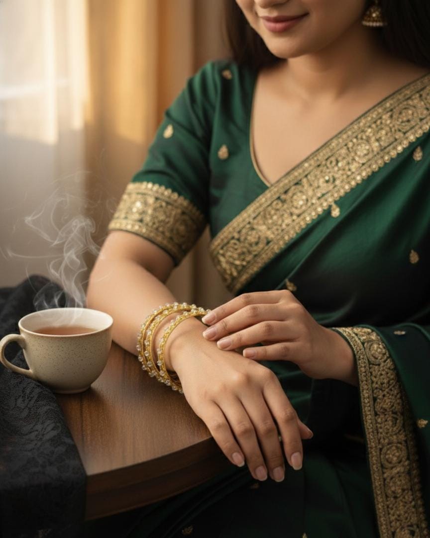 Golden Pearl Designer Chudi Set – Party & Wedding Wear - Image 3