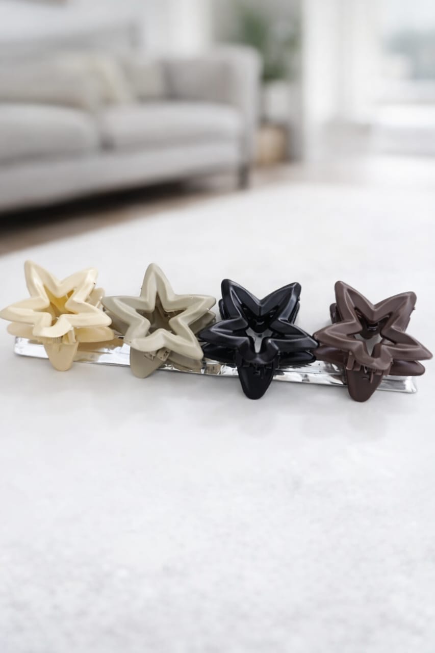 World Haven Star Shape Claw Hair Clip for Girls & Women | Stylish Korean Hair Clutcher (Pack of 4, Multicolor) - Image 4