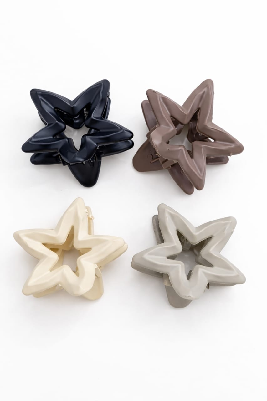 World Haven Star Shape Claw Hair Clip for Girls & Women | Stylish Korean Hair Clutcher (Pack of 4, Multicolor) - Image 2