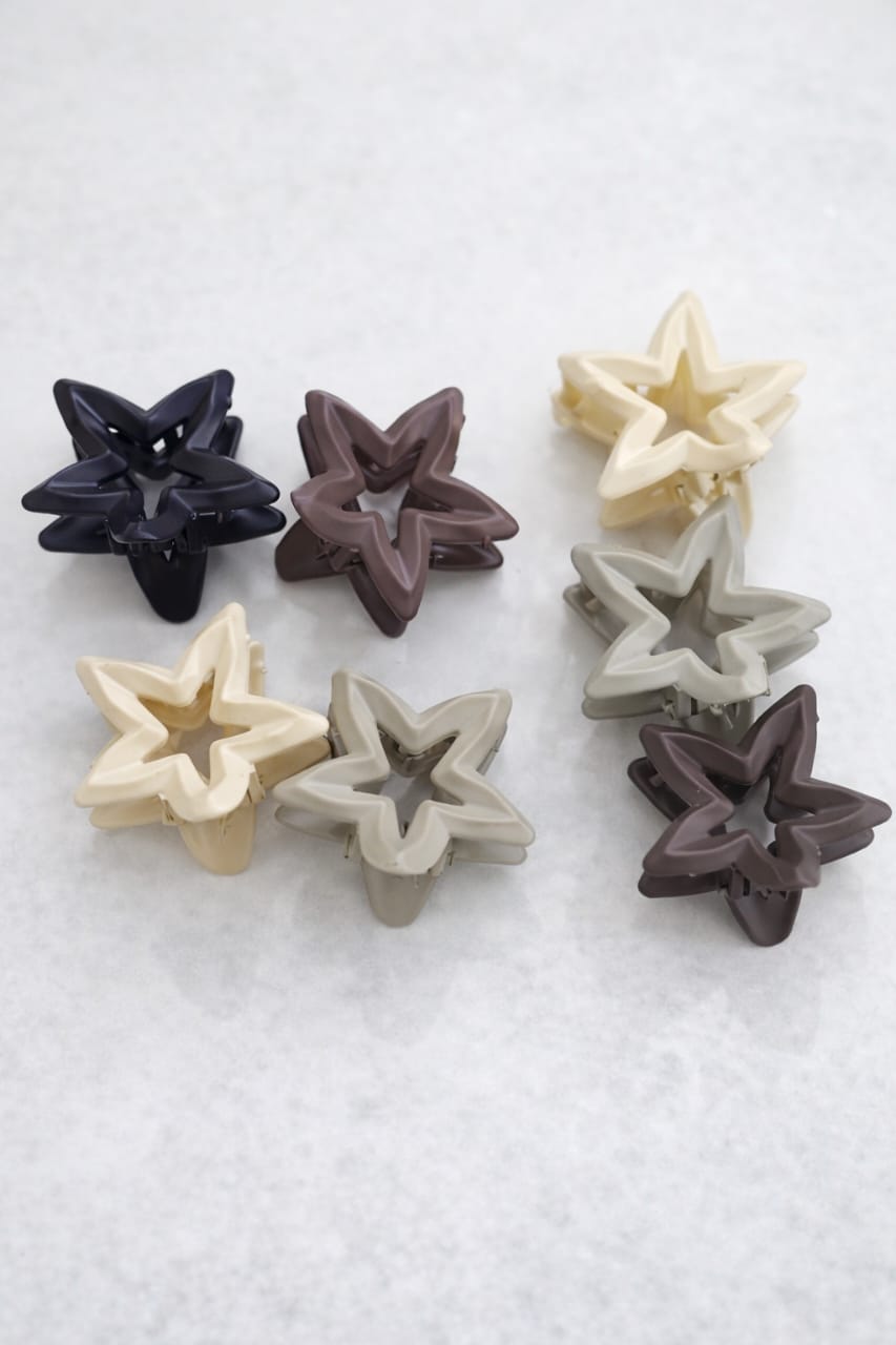 World Haven Star Shape Claw Hair Clip for Girls & Women | Stylish Korean Hair Clutcher (Pack of 4, Multicolor)